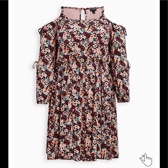 Torrid Gauze Cold Shoulder Floral Dress - Picture 6 of 7